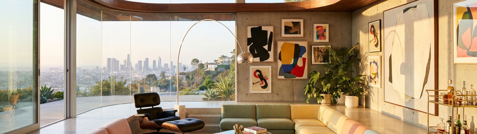 A warm living space styled with print-on-demand products made with Bob